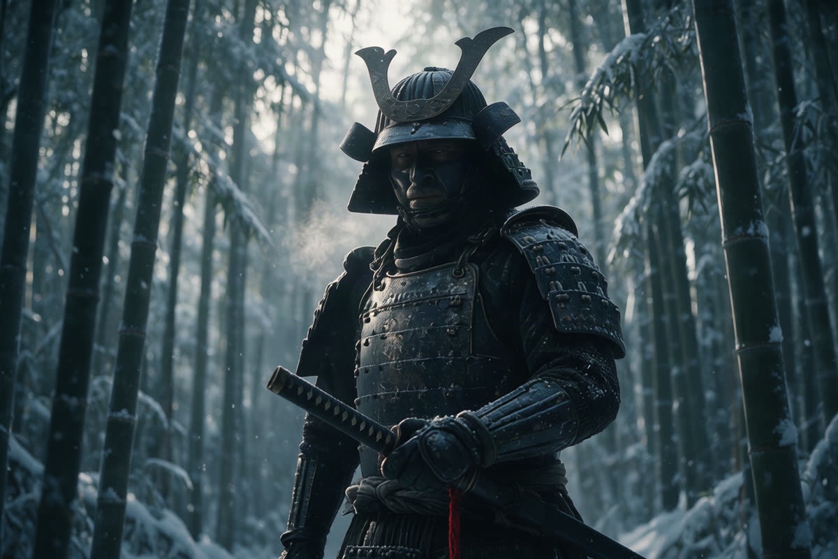 The samurai from a close-up view