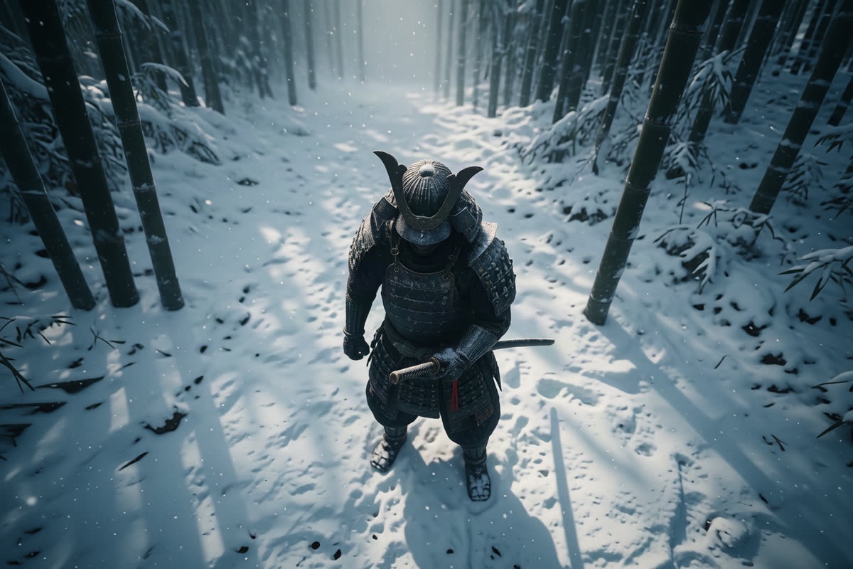 The samurai from a high angle view